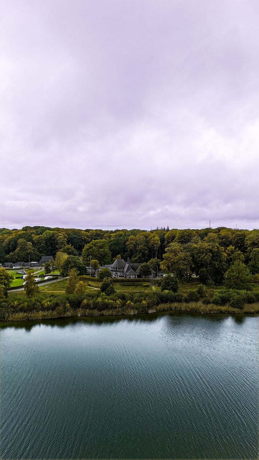 Luftfoto af sø og skov